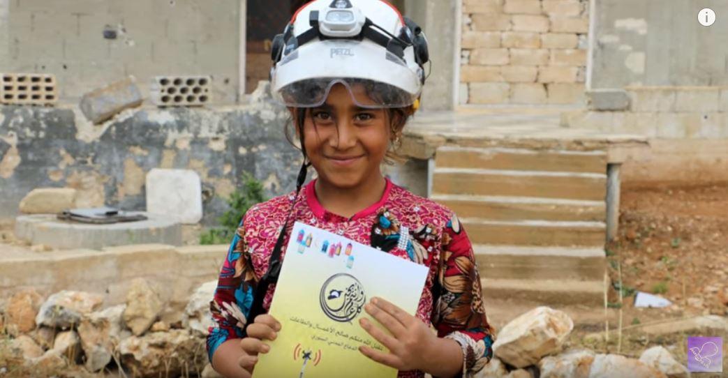 Exploitation of children to promote Hala Systems and White Helmets in Idlib. Screenshot from promotional video.