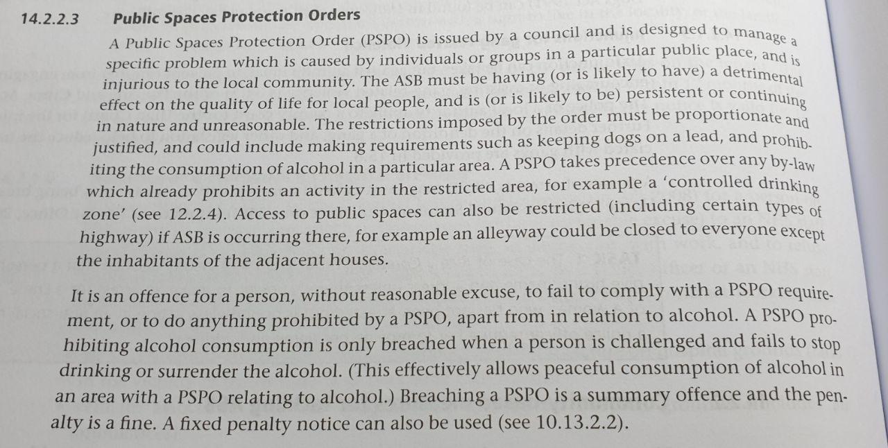PSPO rubric from Handbook for Policing Students (2020)