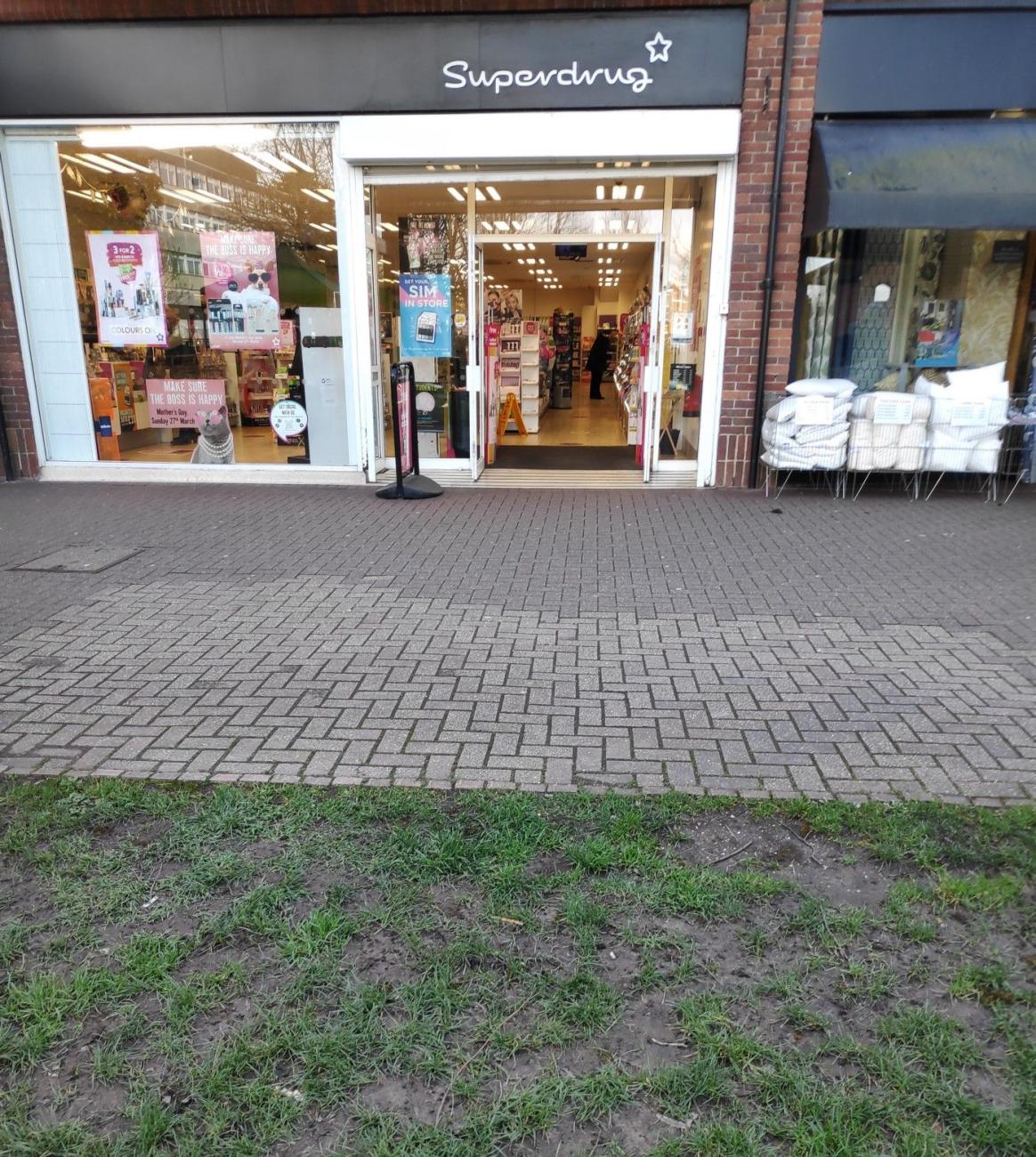 The bench where the Skripals were found, facing a Superdrug store, was removed. The area was then re-paved