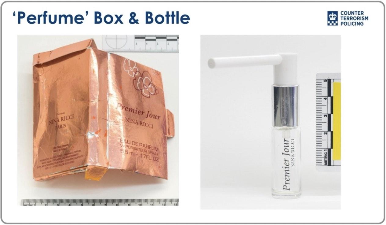 Photographs of a fake perfume bottle that contained Novichok were released by police on 5 September 2018