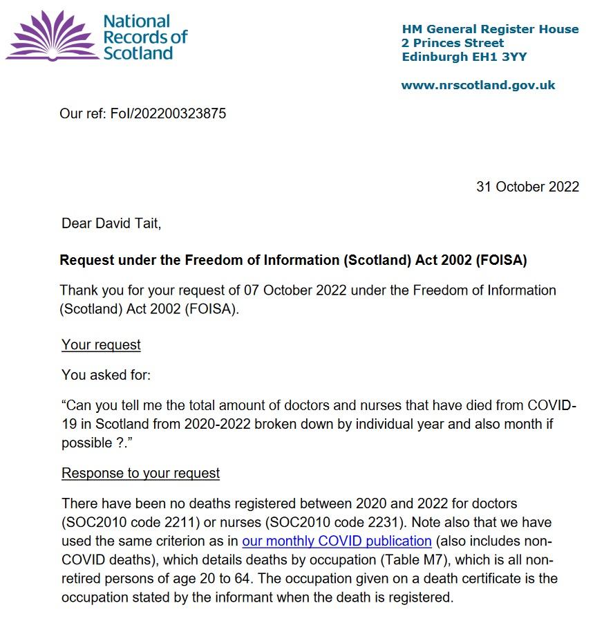 FoI reply to David Tait