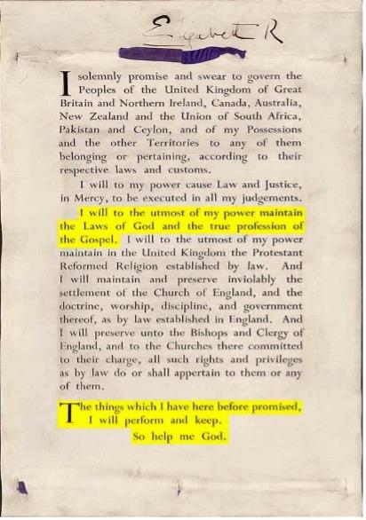 Queen Elizabeth II's Coronation Oath—Version 1