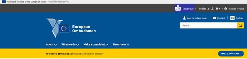 European Ombudsman website bannerline
