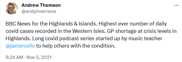 Tweet by Andrew Thomson