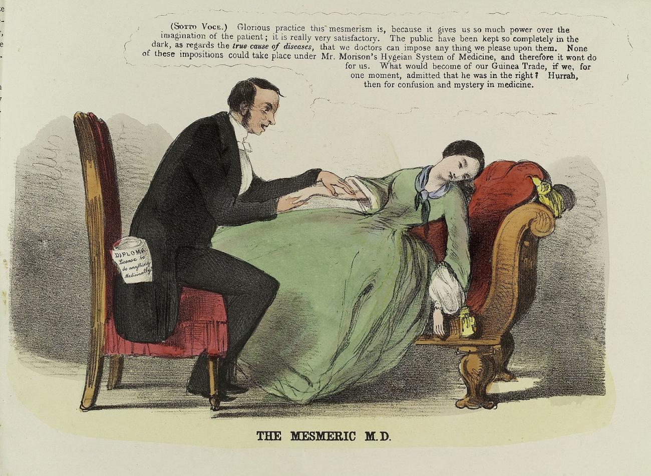 A mesmeric physician taking advantage of his female patient