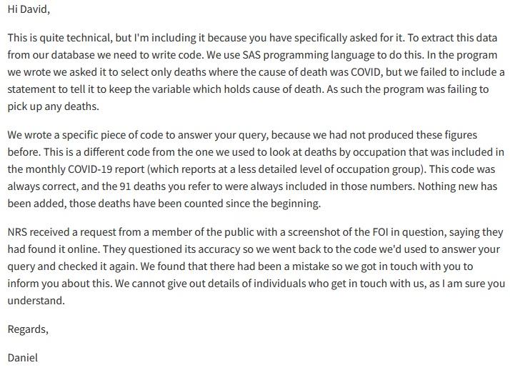 Reply from NRS to David Tait's query