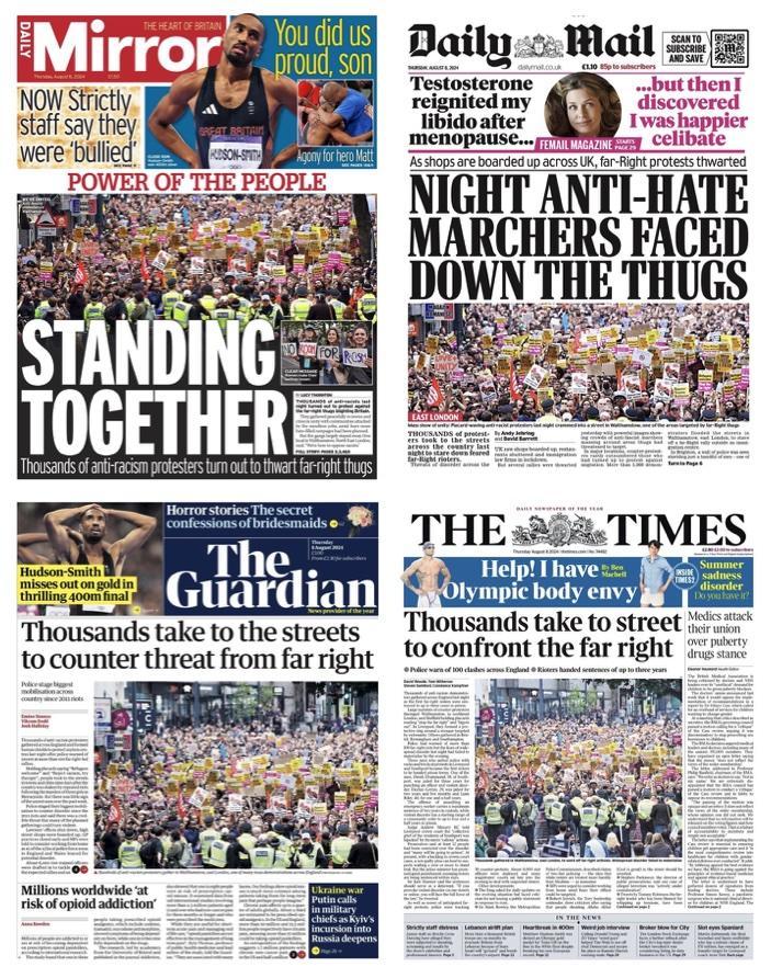 Newspaper front pages