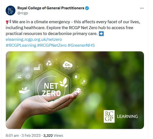 RCGP Net Zero Tweet