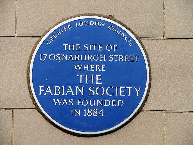 Plaque noting where The Fabian Society was founded in London