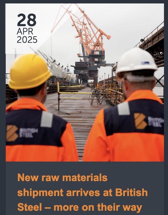 New raw materials arrive at British Steel