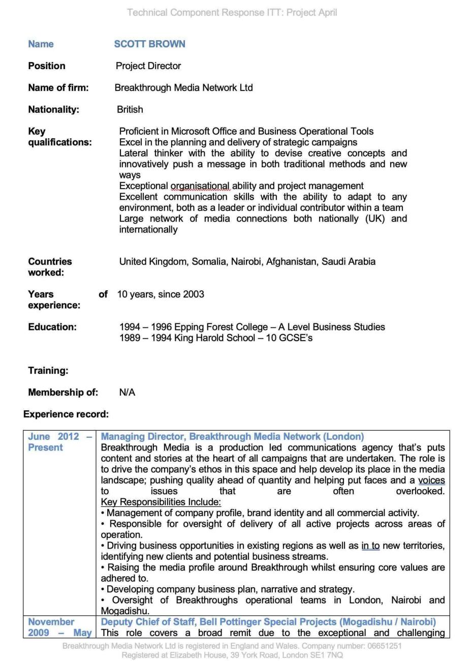 Scott Brown's CV