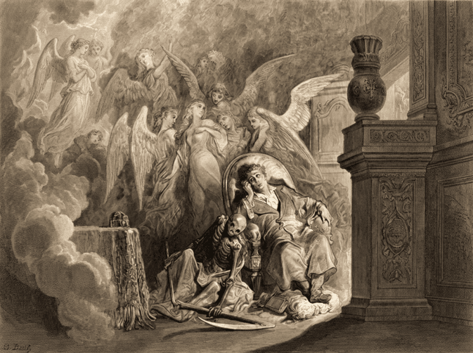 Etching from Poe's 'The Raven' by Gustav Dore
