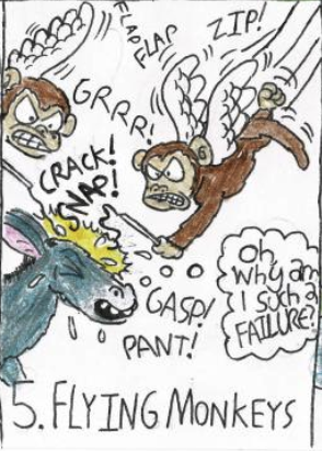 Flying monkeys hit the donkey
