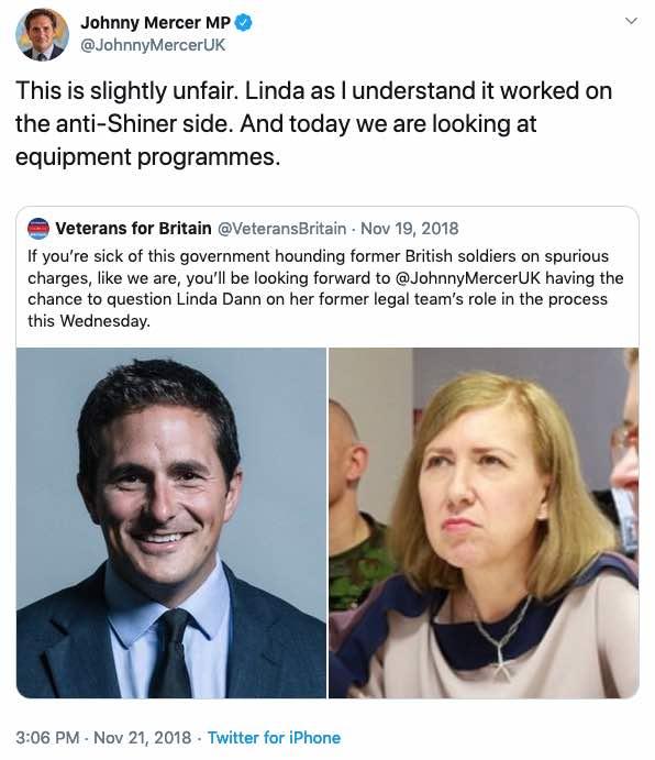 Johnny Mercer leaps to Linda Dann's defence on Twitter